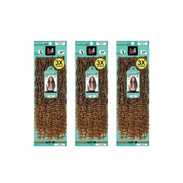 [3 Pack Deal] Bobbi Boss African Roots Collection Crochet Braid - 3X BOHEMIAN BOX BRAID 20"