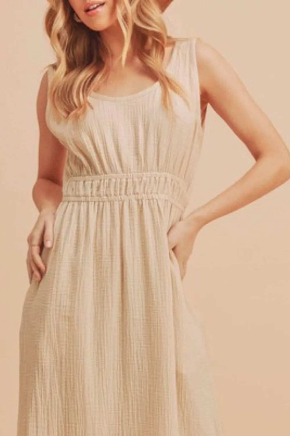 Aemi   Co Side Slit Round Neck Sleeveless Tank Dress