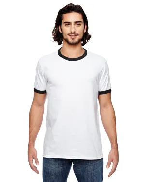 Anvil Lightweight Ringer T-Shirt | White/ Black