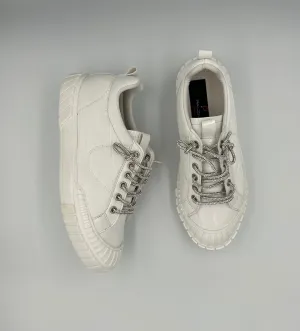 “BIANCO” LOW-TOP WHITE SNEAKERS WITH GLITTER LACES