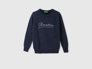 Boys Embroidered Logo Round Neck Sweater