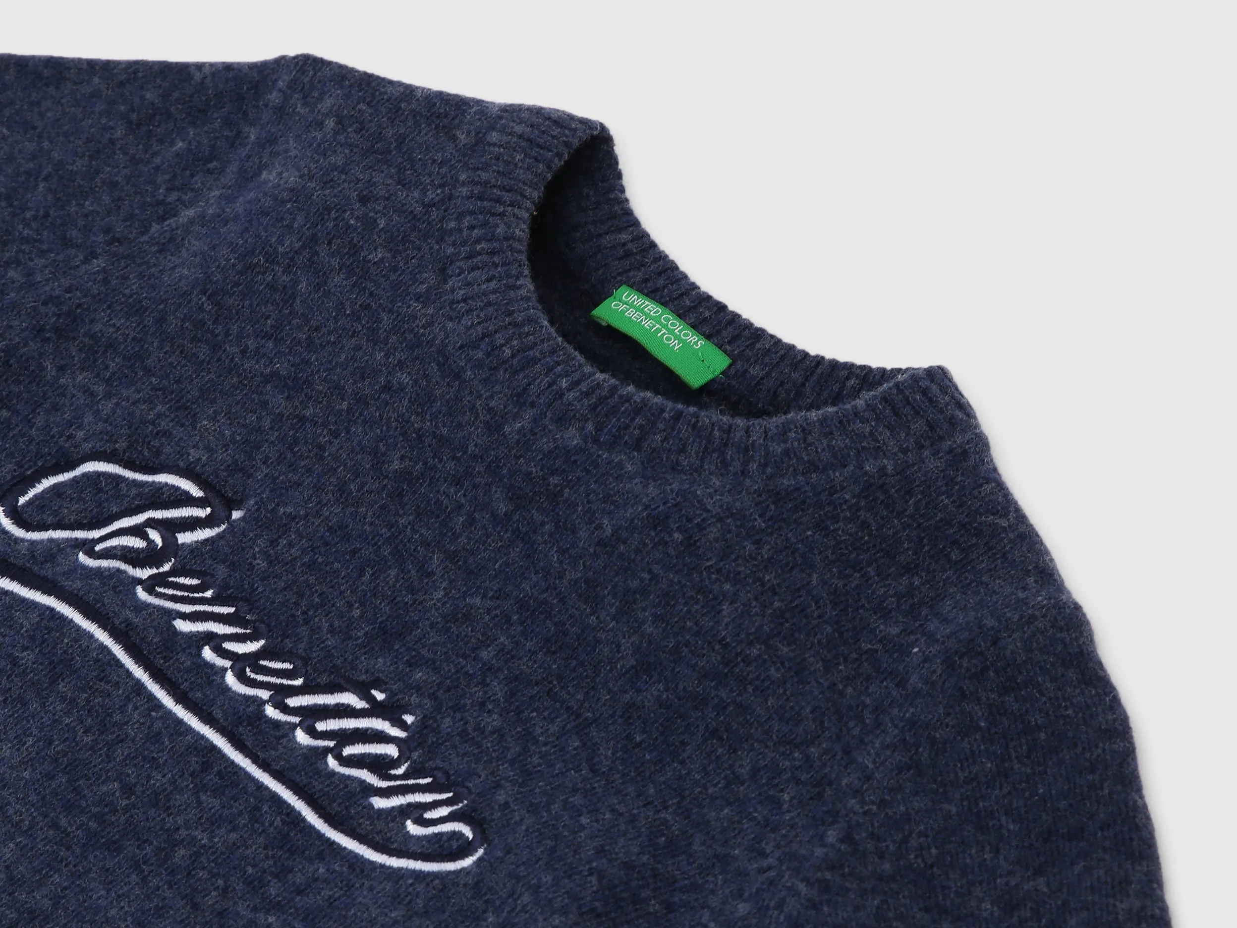 Boys Embroidered Logo Round Neck Sweater