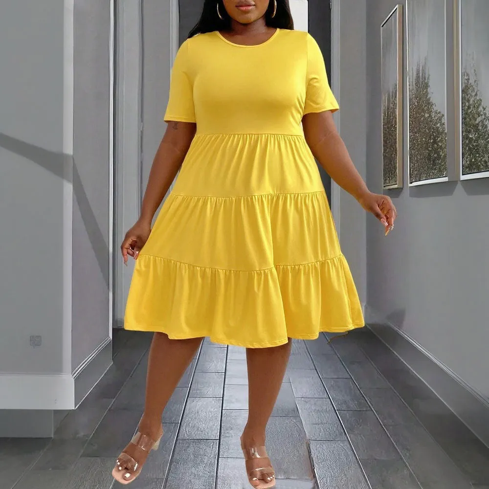 Bright and Breezy Tiered Midi Dress with Relaxed Fit