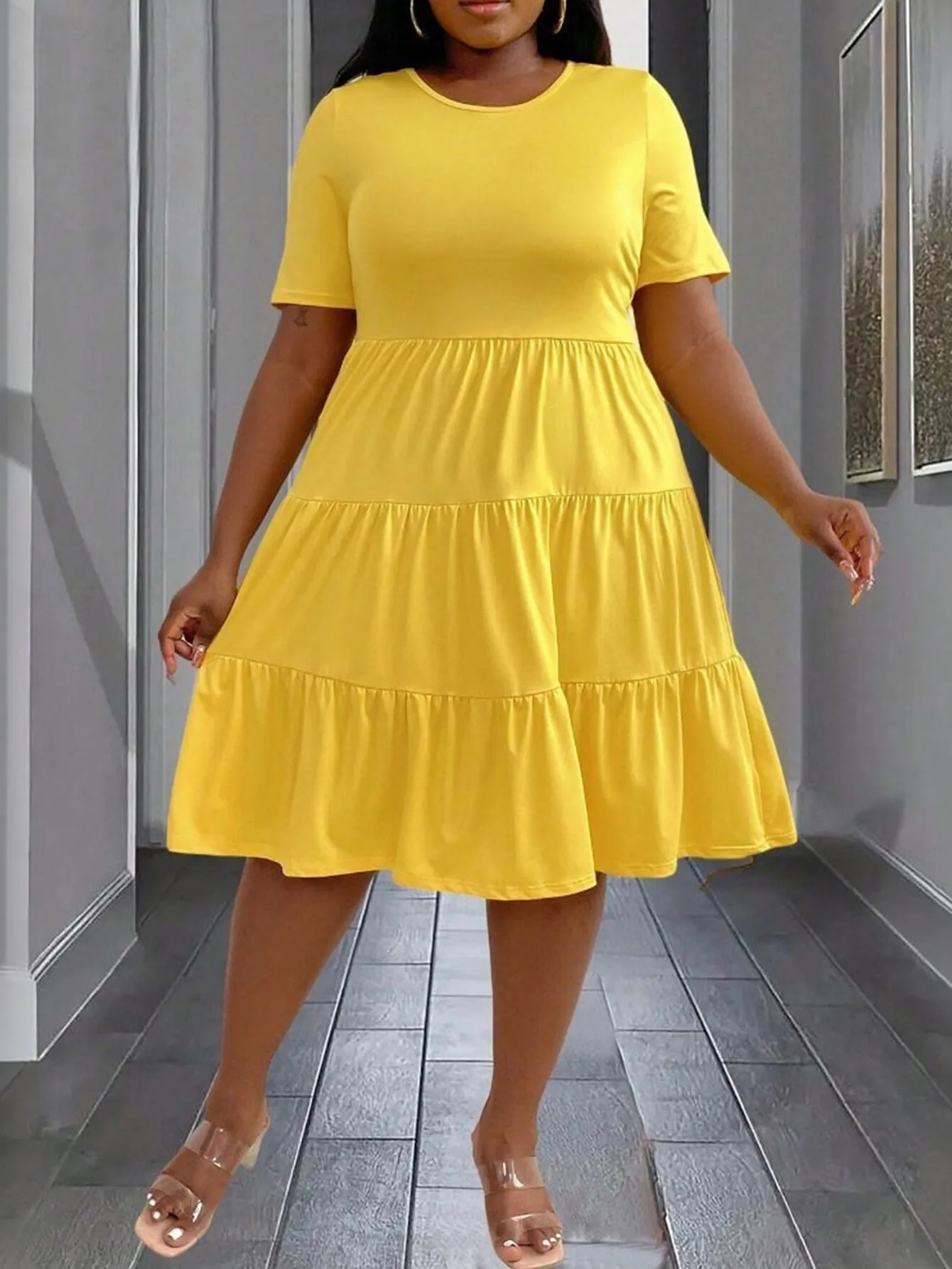 Bright and Breezy Tiered Midi Dress with Relaxed Fit