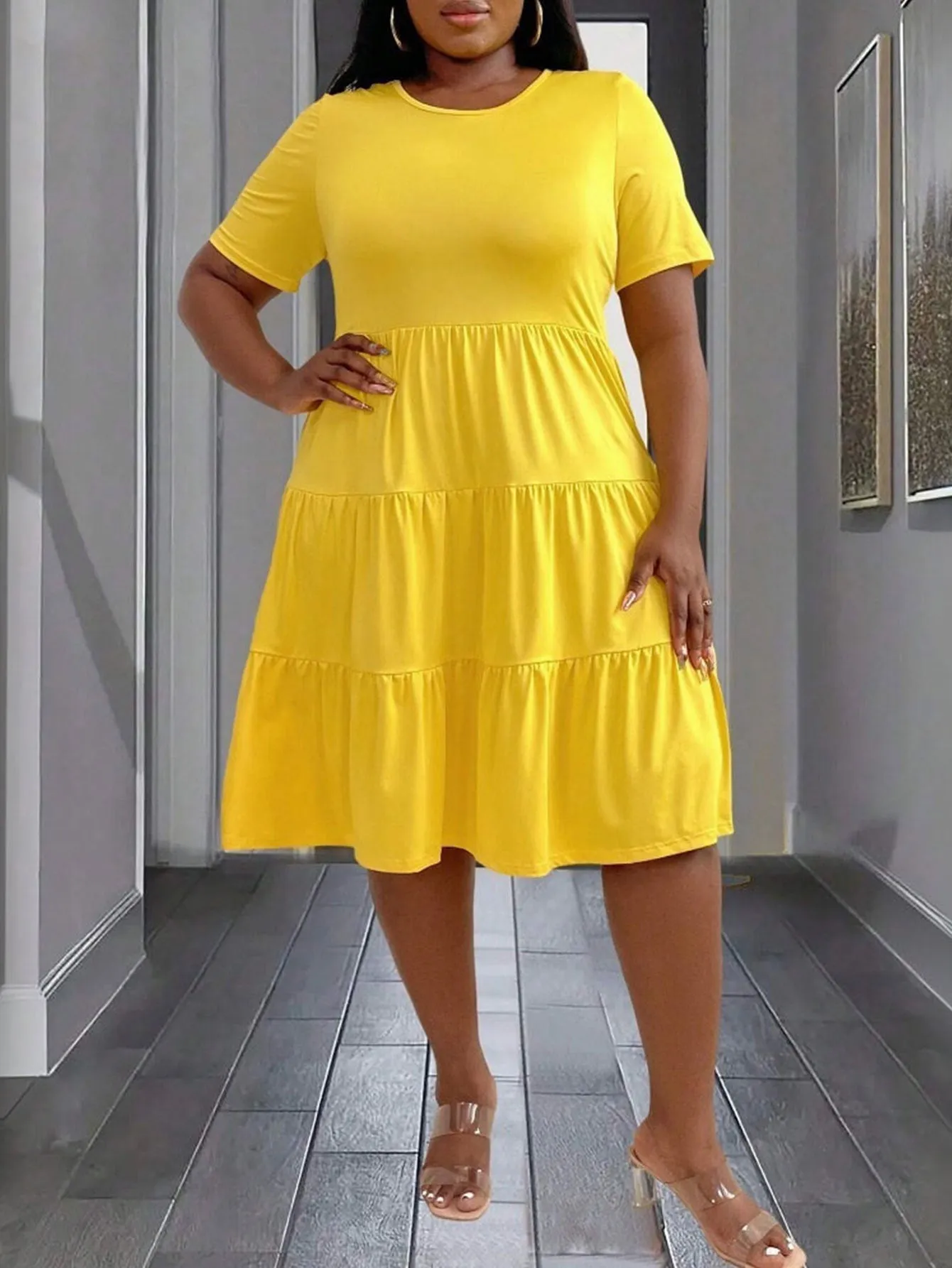 Bright and Breezy Tiered Midi Dress with Relaxed Fit