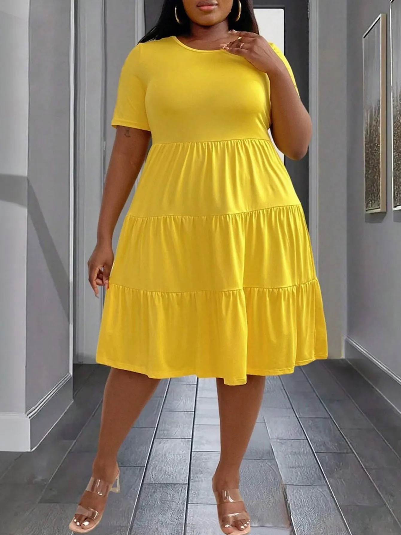 Bright and Breezy Tiered Midi Dress with Relaxed Fit