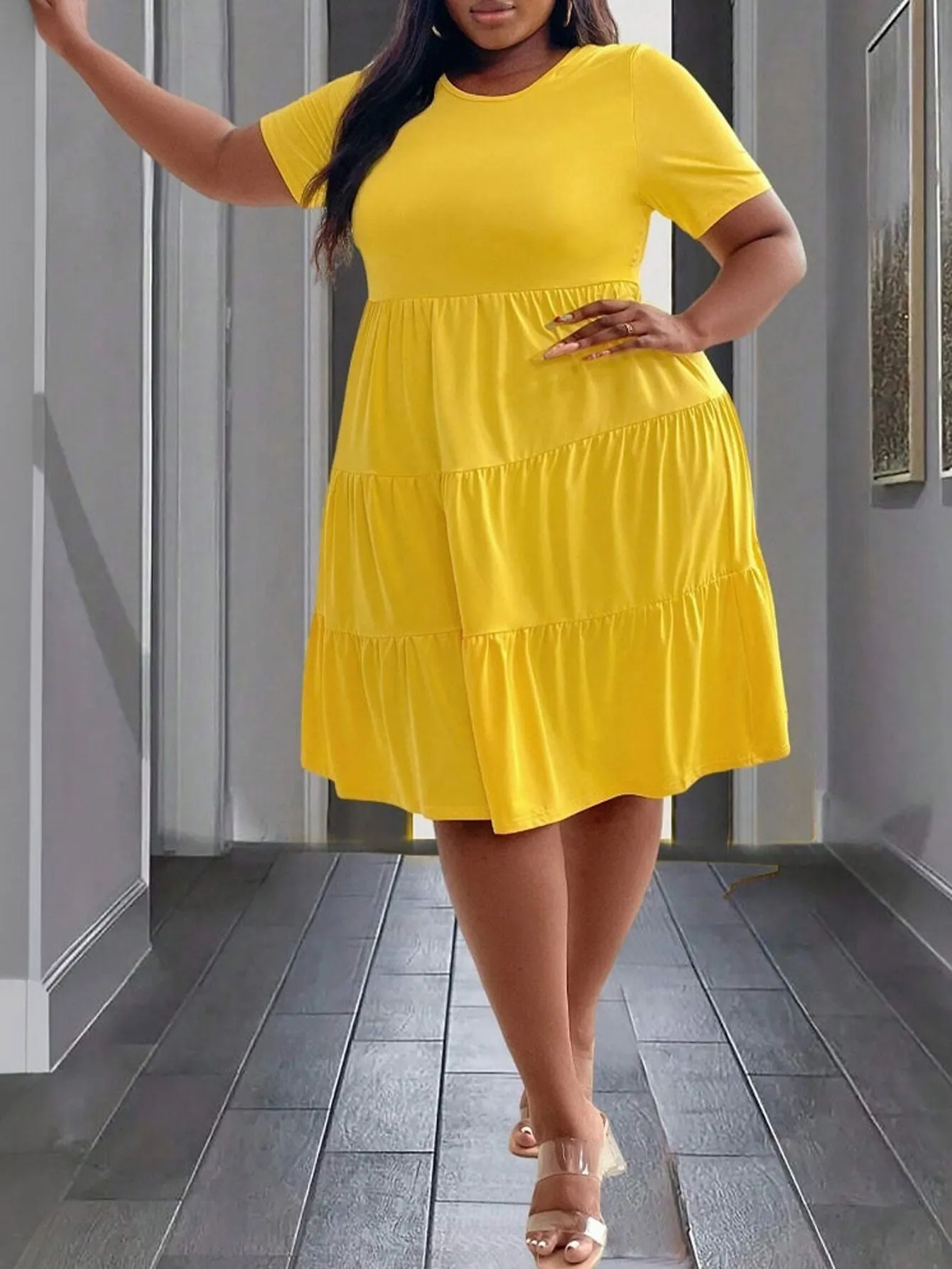 Bright and Breezy Tiered Midi Dress with Relaxed Fit