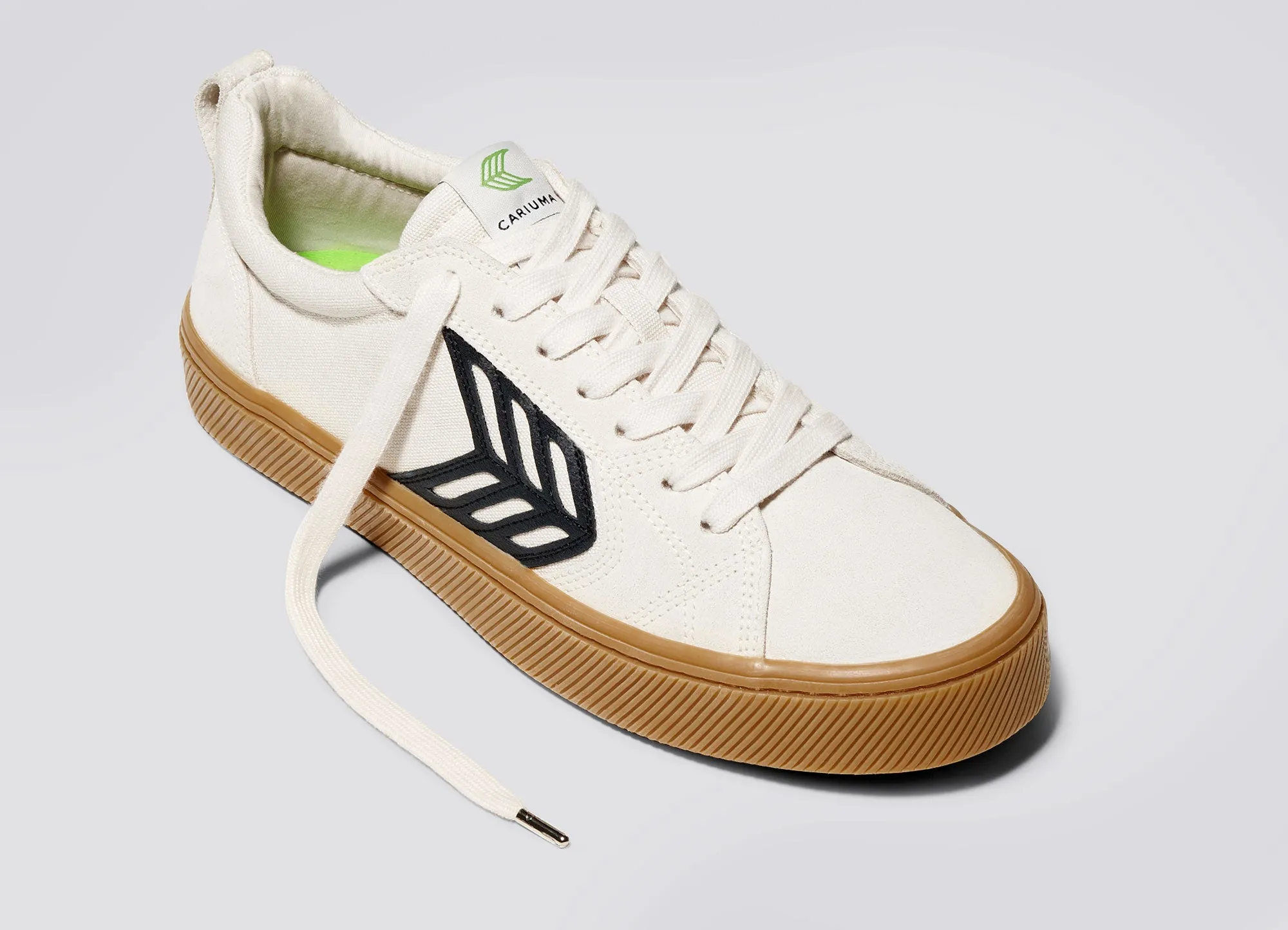 CATIBA PRO Low Gum Vintage White Suede and Canvas Black Logo Sneaker Women