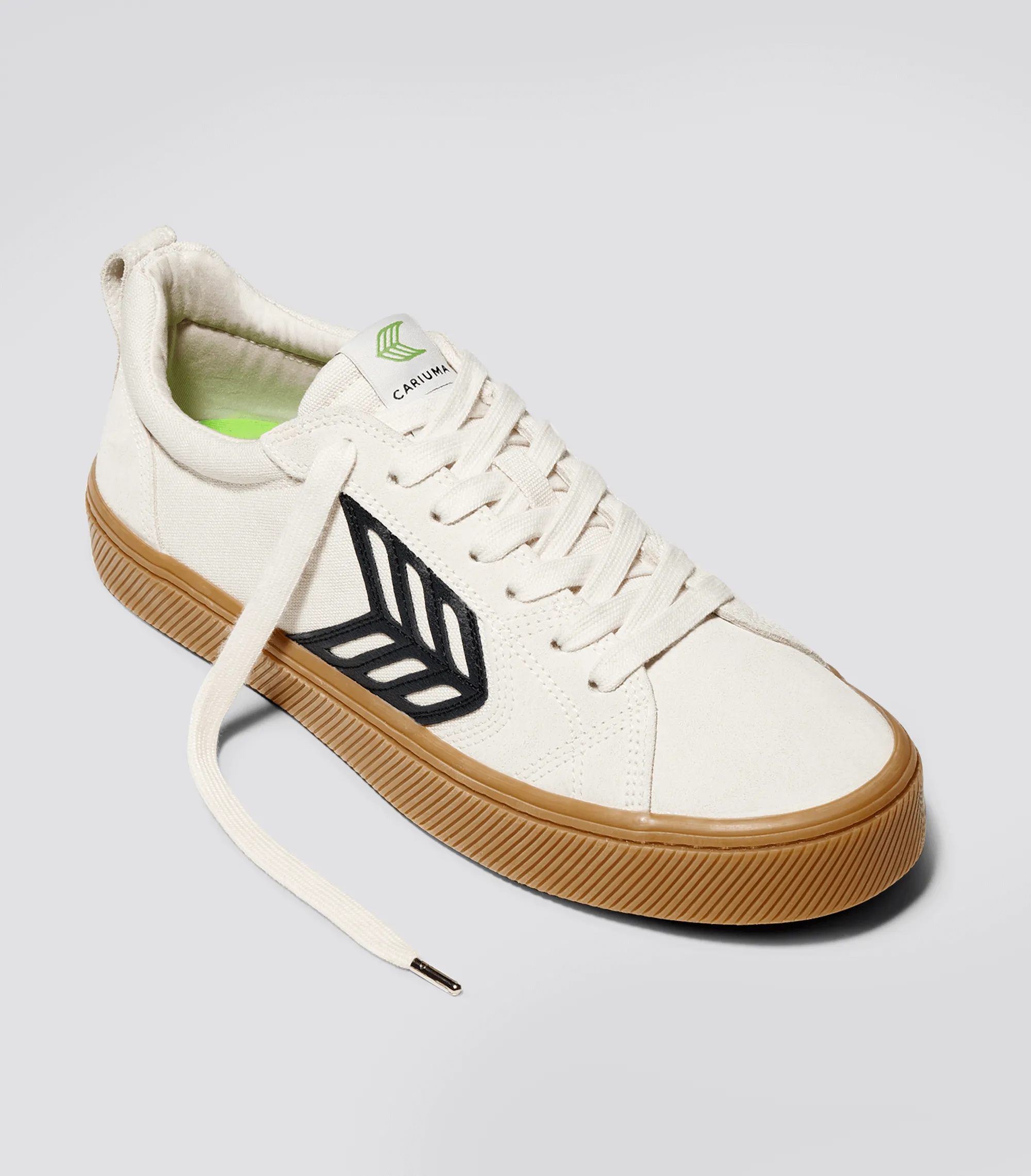 CATIBA PRO Low Gum Vintage White Suede and Canvas Black Logo Sneaker Women