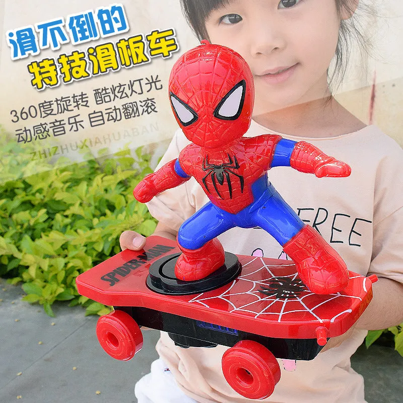 Children Cartoon Movie Figure Simulation Scooter Electric Rotating Tumble Toys Hulk scooter