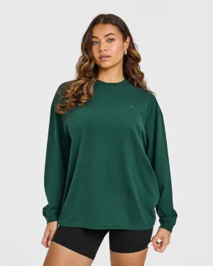 Classic Oversized Lightweight Long Sleeve Top | Racing Green
