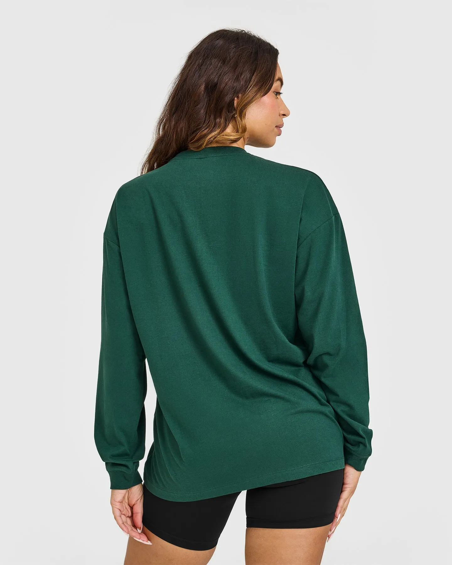 Classic Oversized Lightweight Long Sleeve Top | Racing Green
