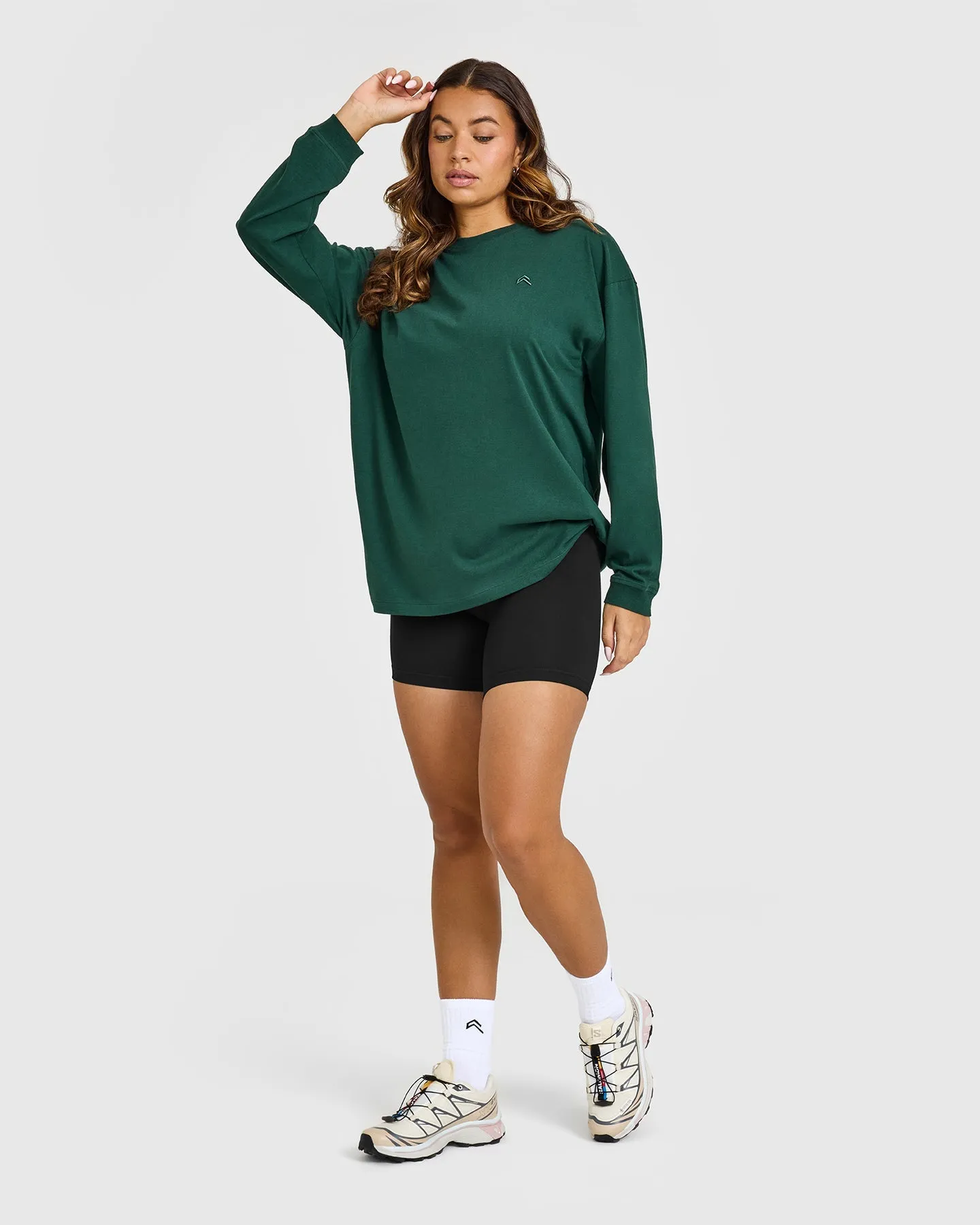Classic Oversized Lightweight Long Sleeve Top | Racing Green