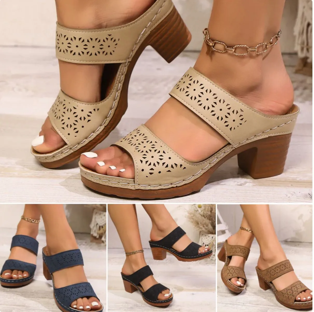 Comfortable orthopaedic sandals with slip-on and gusset for women