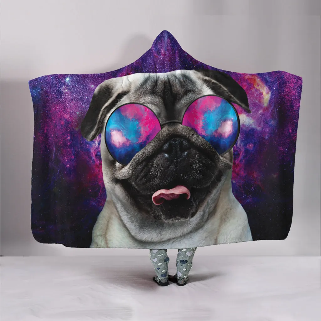 Cool Space Pug Hooded Blanket