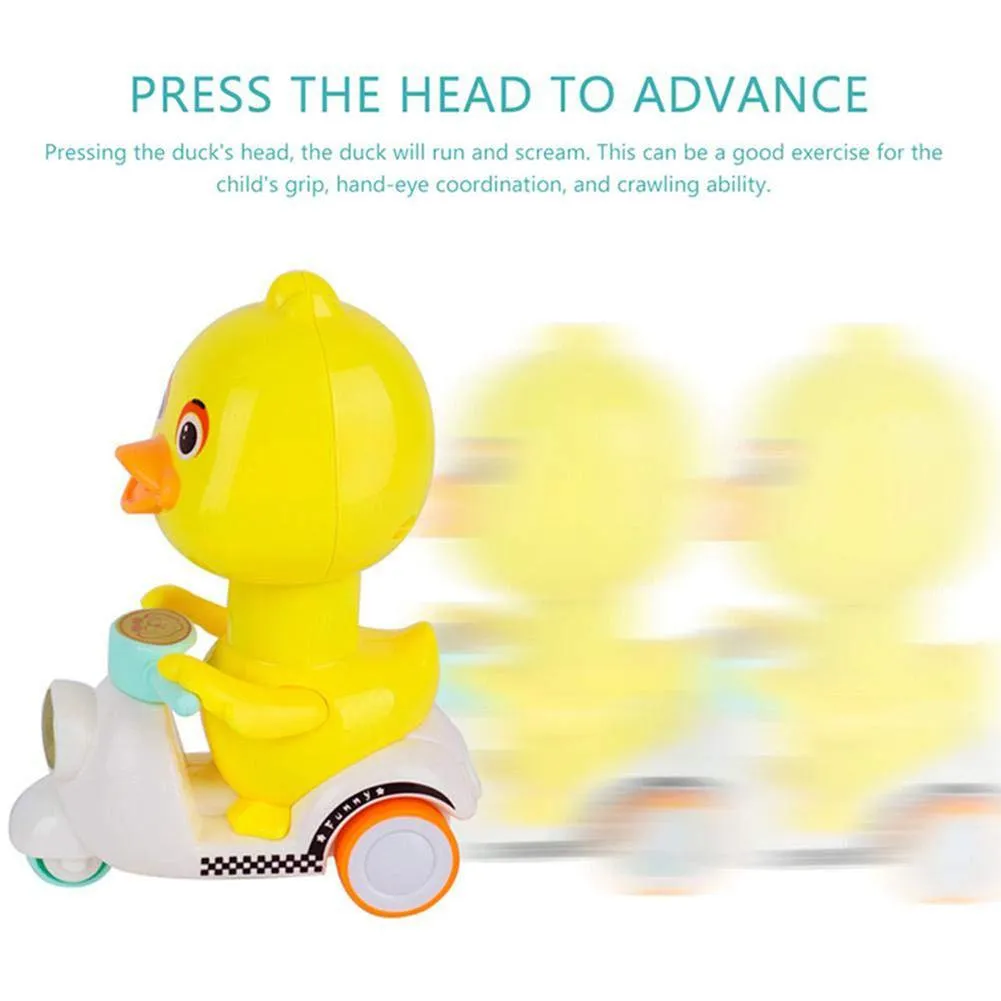 Cute Cartoon Pull Back Pressing Small Yellow Duck Motor Tricycle Toy for Kids Little yellow duck
