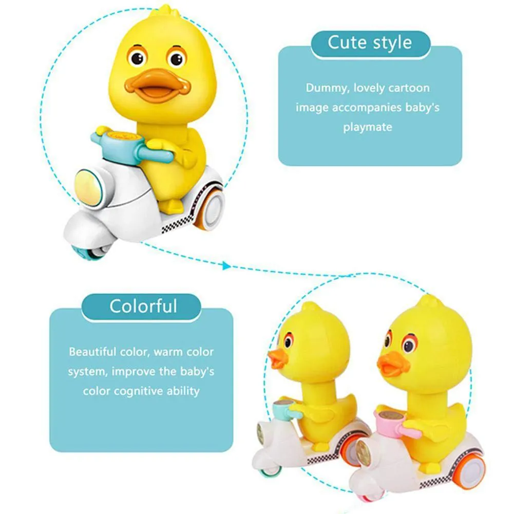 Cute Cartoon Pull Back Pressing Small Yellow Duck Motor Tricycle Toy for Kids Little yellow duck