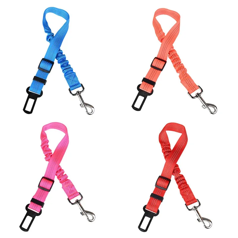 Elastic Reflective Safety Rope Traction Belt for Pet Dogs Supplies Car Seat Pink