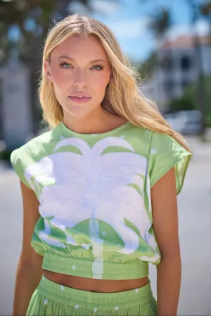 Gardenia Blouse in Celedon Palmetto