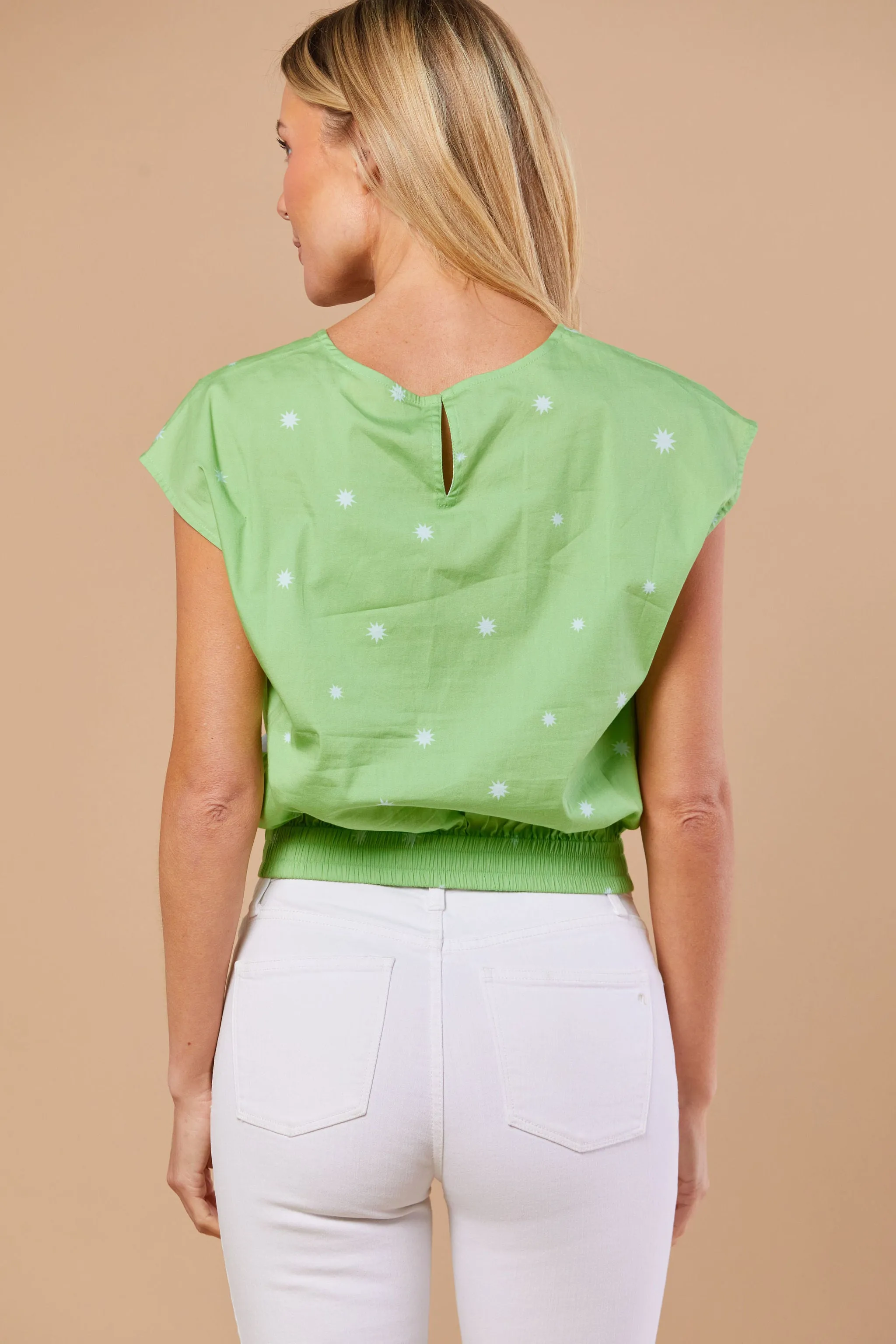Gardenia Blouse in Celedon Palmetto