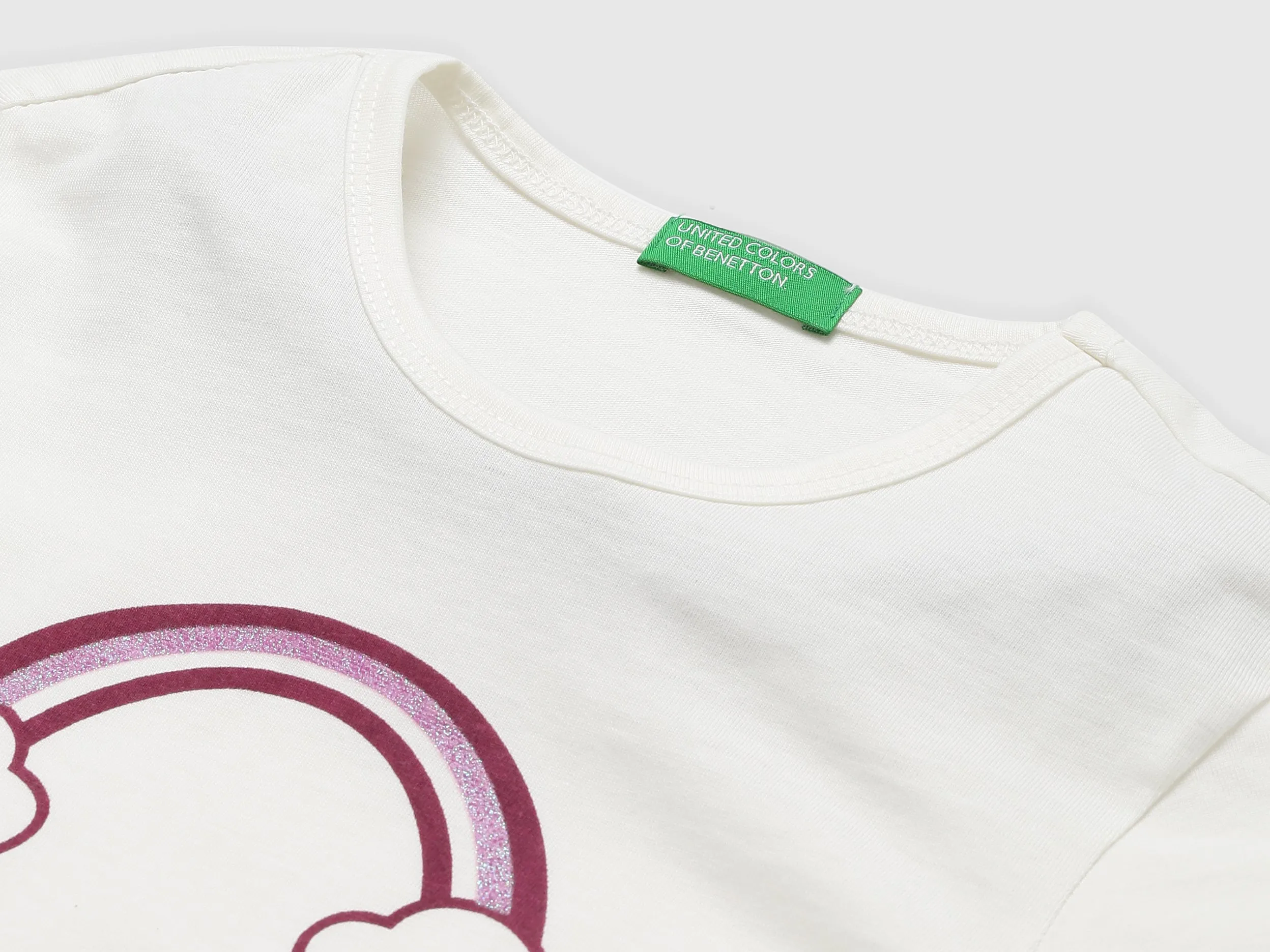 Girls White Printed Regular T Shirt