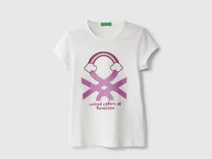 Girls White Printed Regular T Shirt