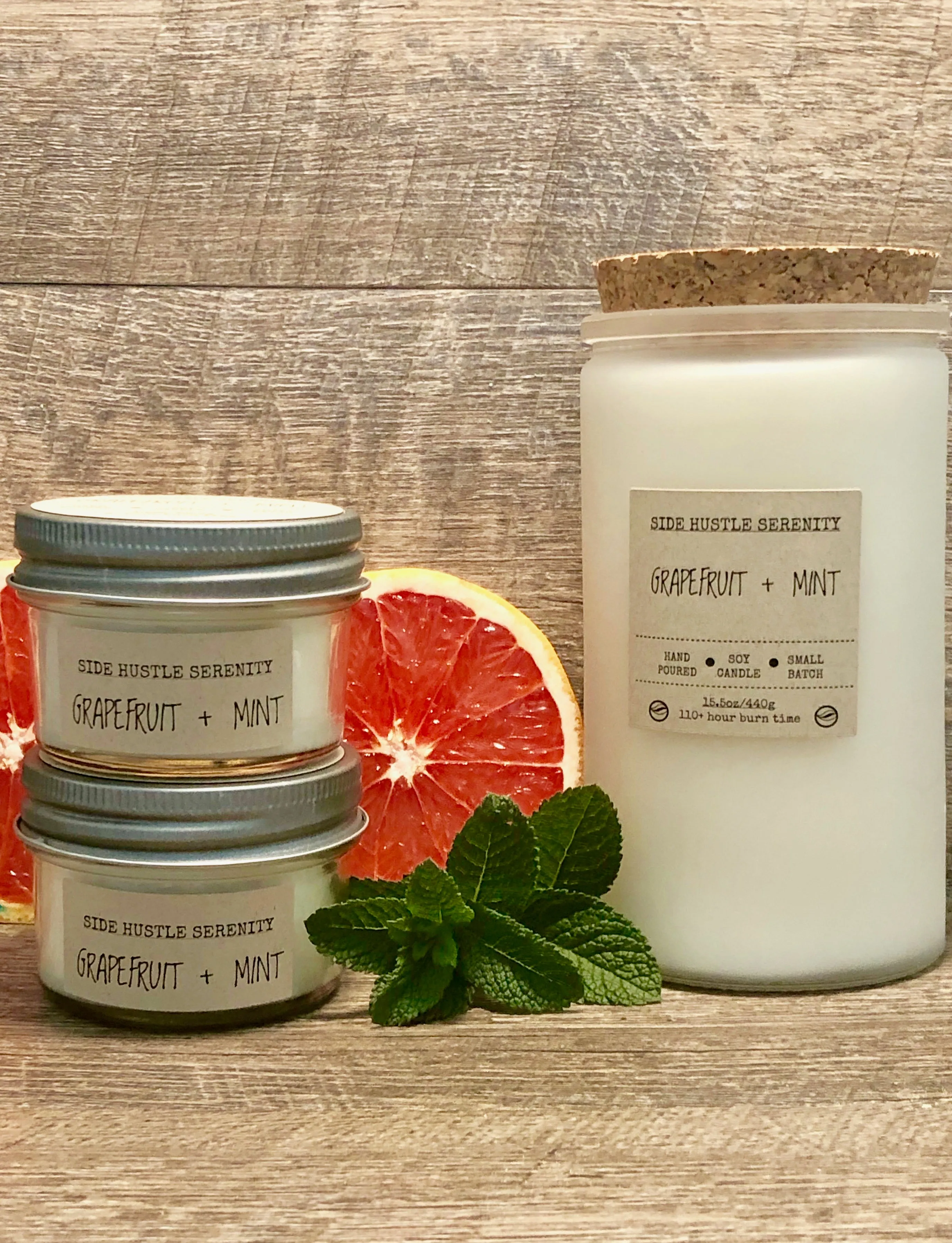 Grapefruit   Mint Scented Soy Candle | 15.5oz