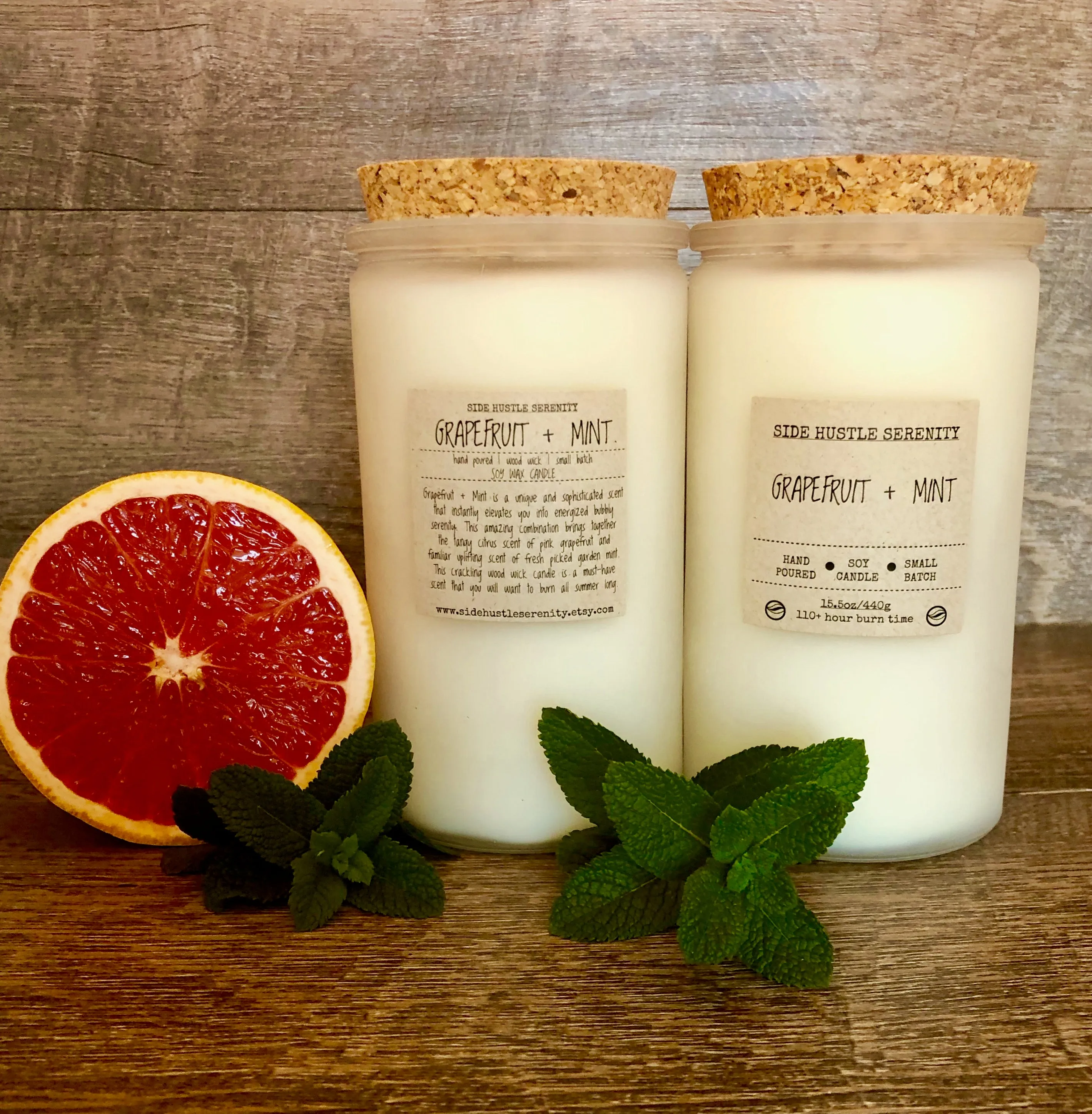 Grapefruit   Mint Scented Soy Candle | 15.5oz