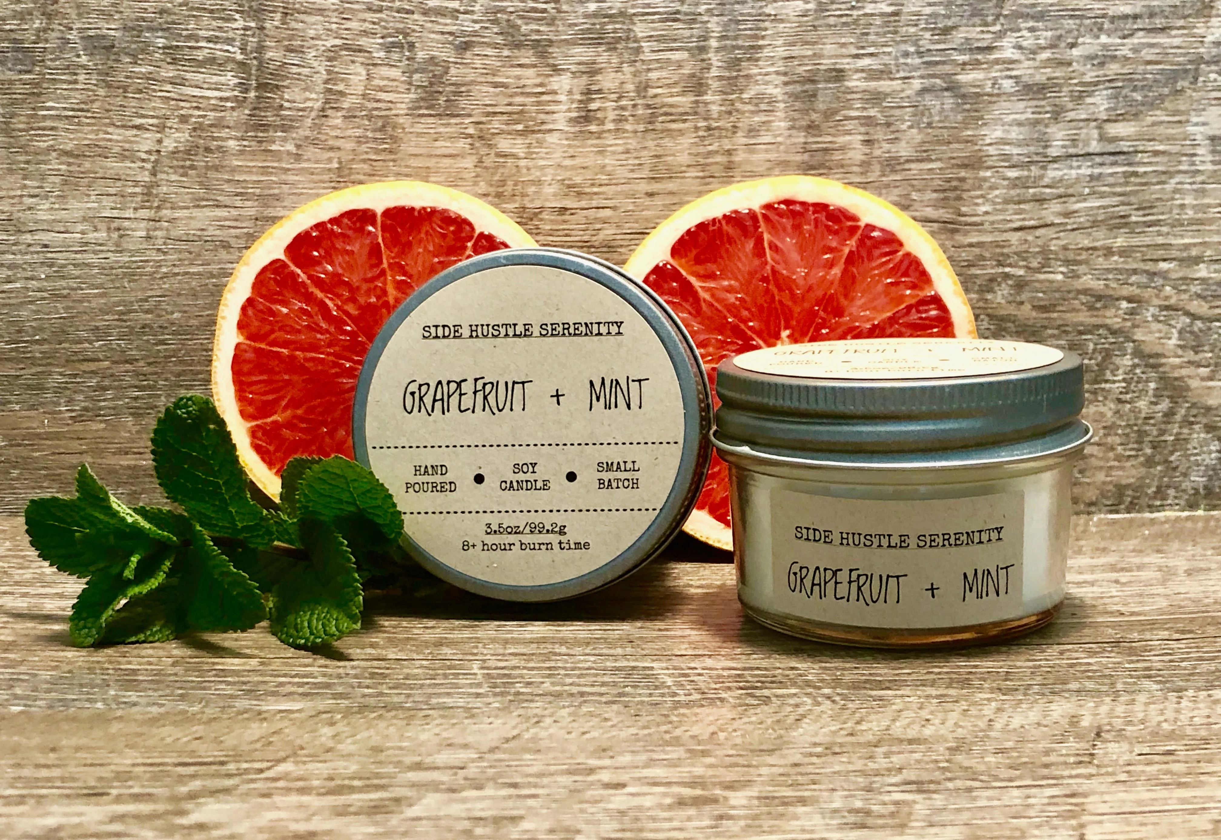 Grapefruit   Mint Scented Soy Candle | 15.5oz