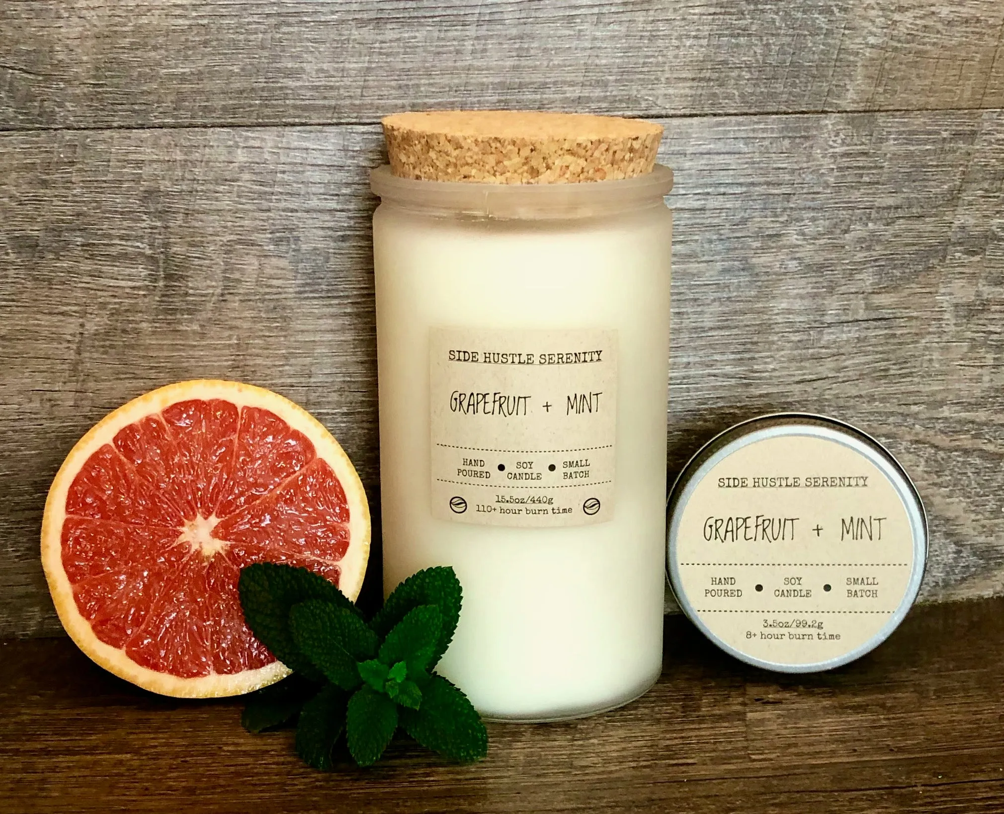 Grapefruit   Mint Scented Soy Candle | 15.5oz