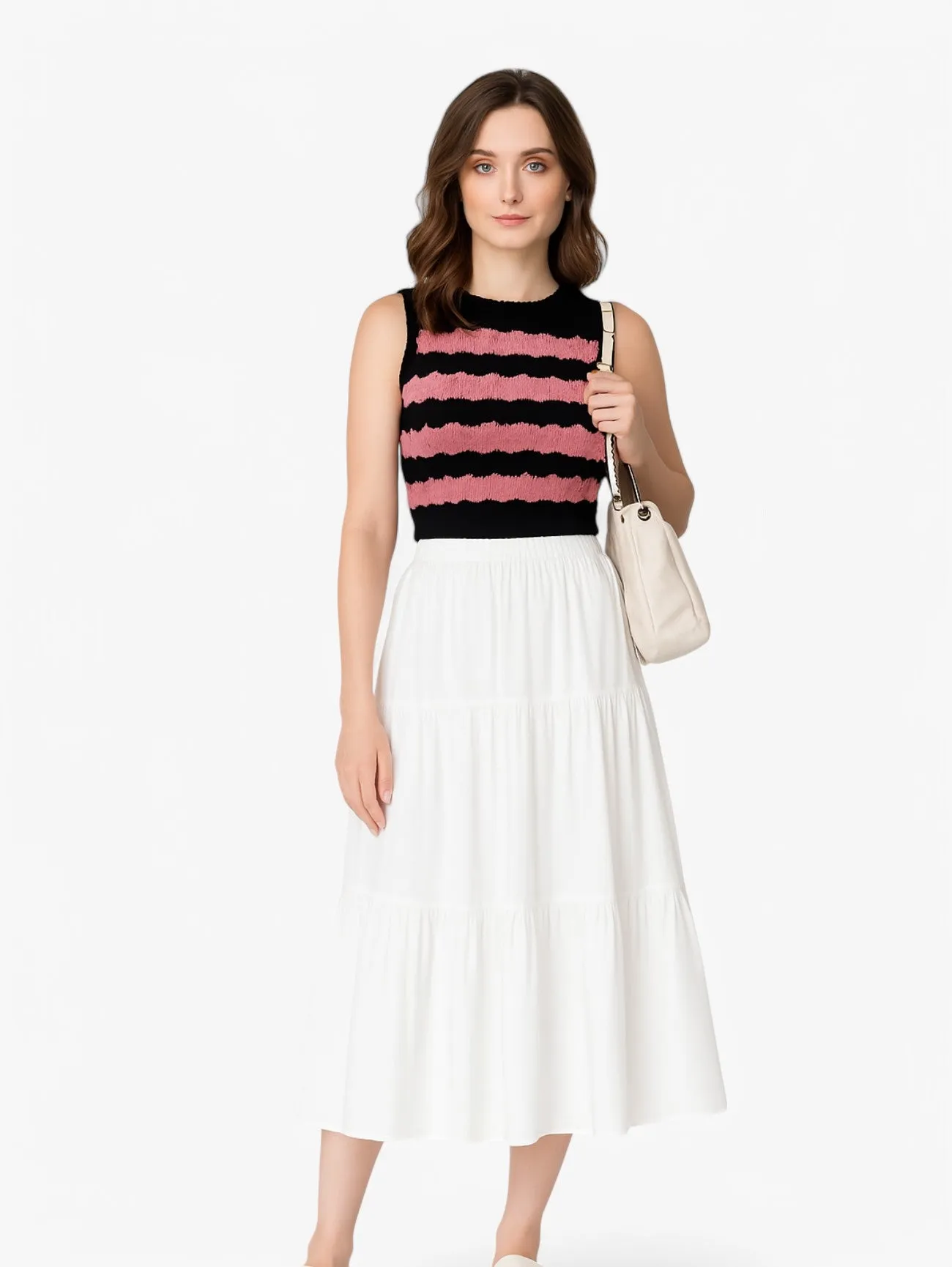 Jada | Women's Casual Summer Tiered Midi Skirt