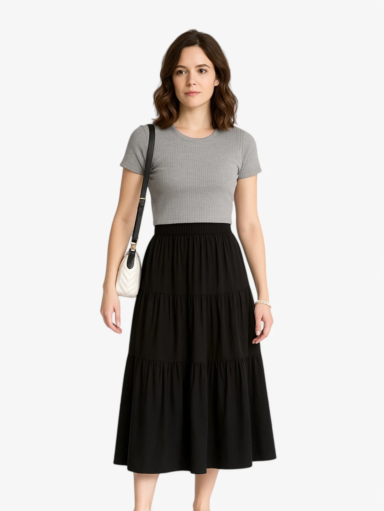 Jada | Women's Casual Summer Tiered Midi Skirt