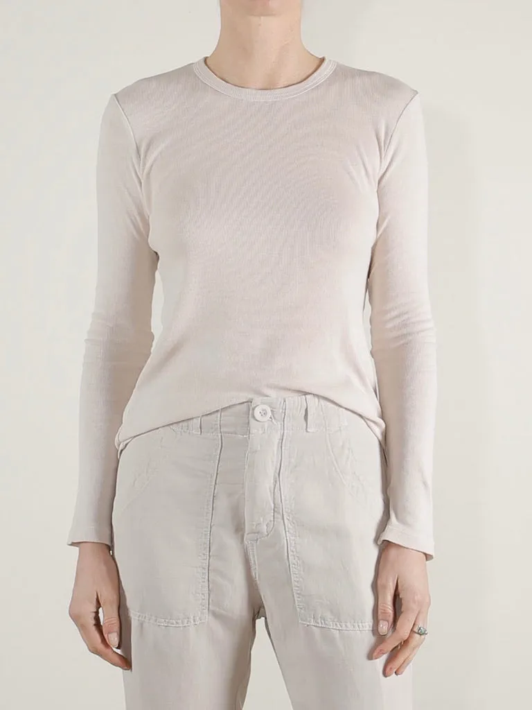 Jimmy Long-Sleeve Tee in Lightweight Rib - Cement