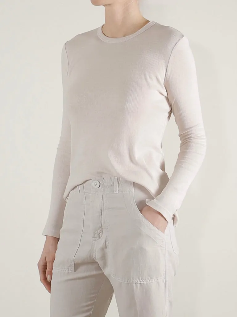 Jimmy Long-Sleeve Tee in Lightweight Rib - Cement