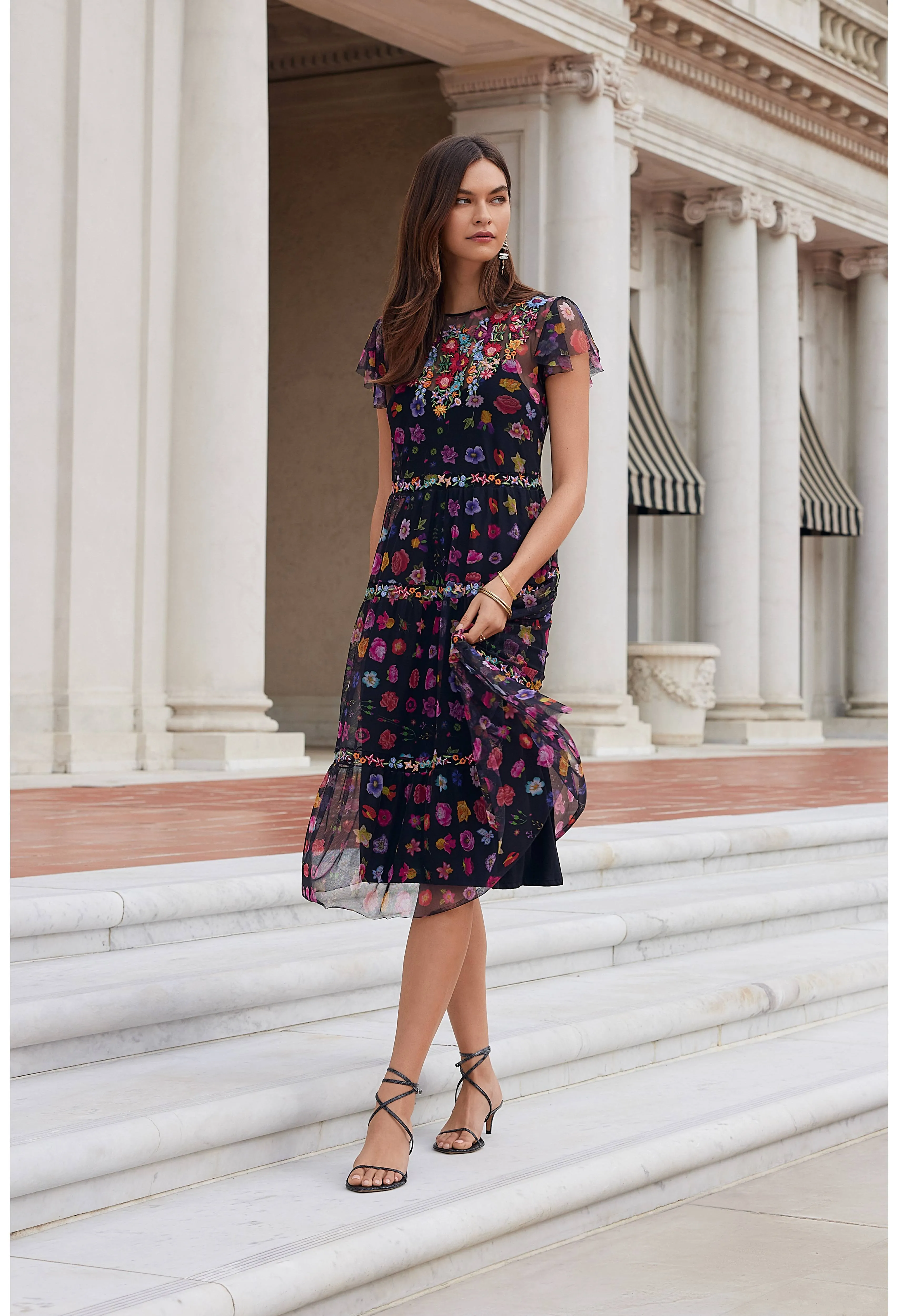 Johnny Was Rheia Tiered Mesh Dress (Slip)