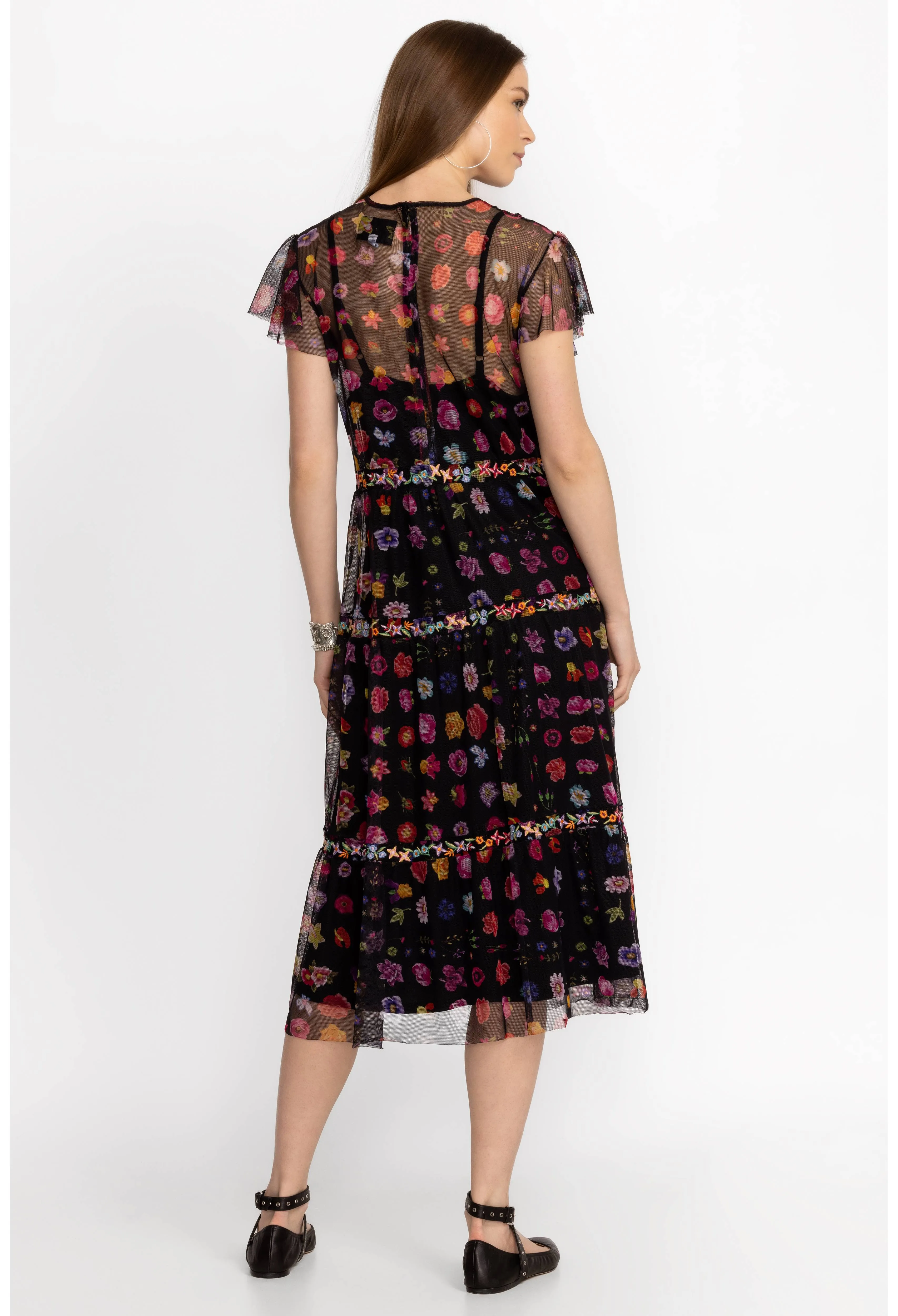 Johnny Was Rheia Tiered Mesh Dress (Slip)