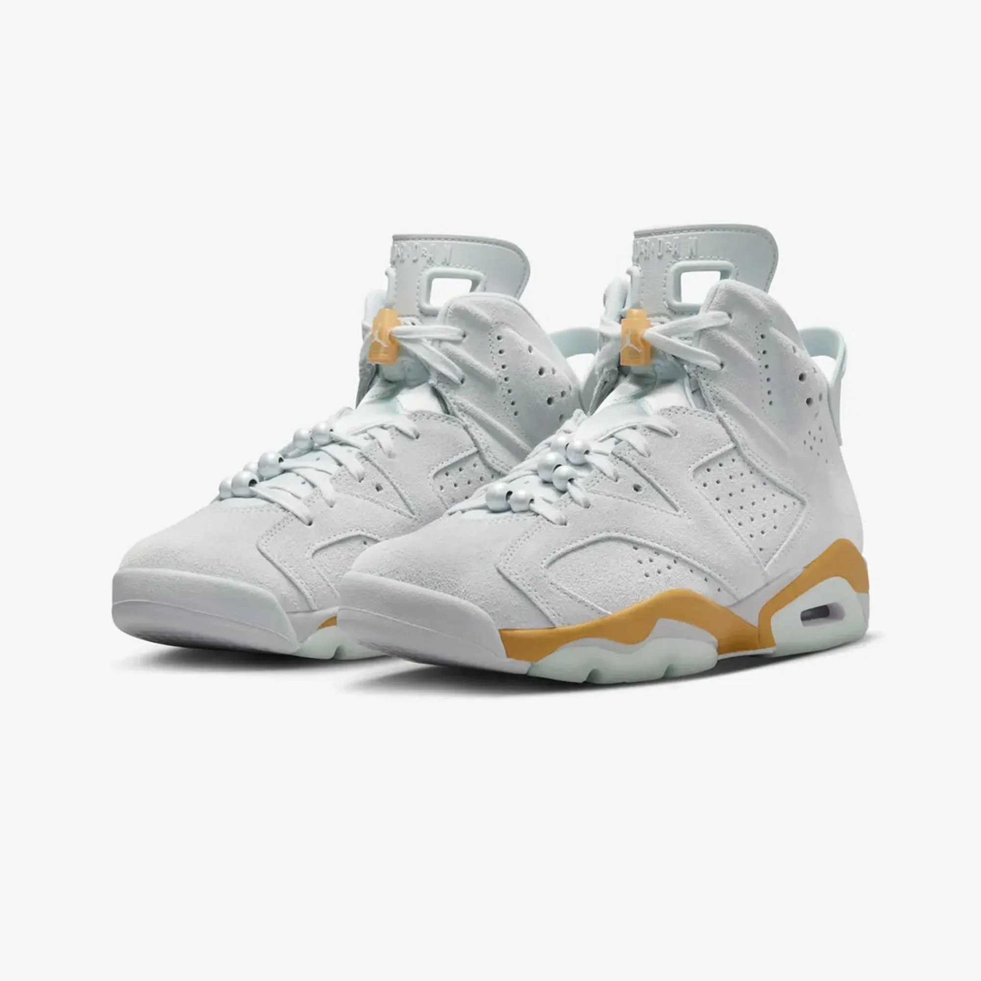 JORDAN | AIR JORDAN 6 RETRO "PEARL" { PURE PLATINUM/GLACIER BLUE-METALLIC GOLD