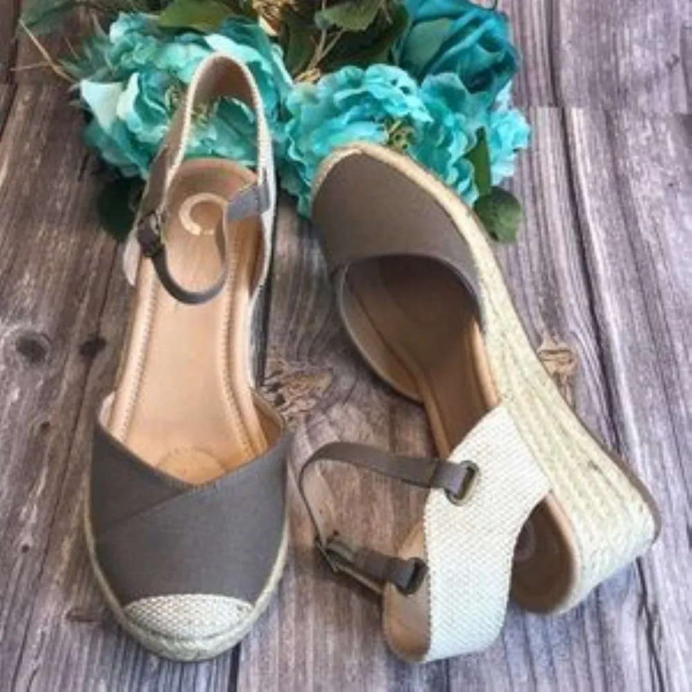 JOURNEE Ashlyn Grey Espadrille Wedges 8.5M