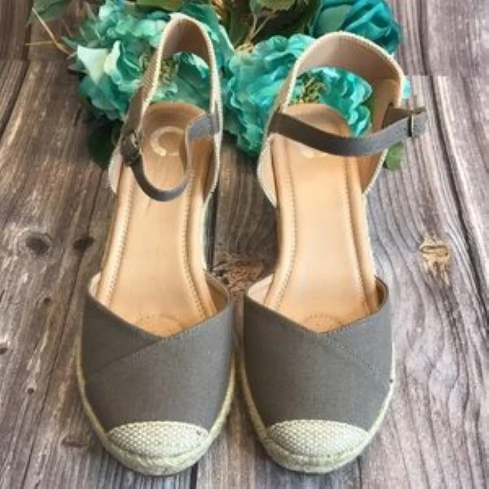 JOURNEE Ashlyn Grey Espadrille Wedges 8.5M