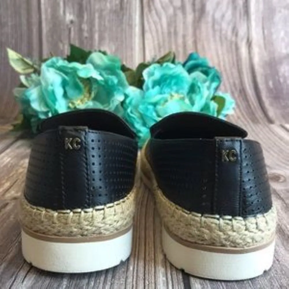 KENNETH COLE Jaxx Black Leather Espadrille Loafers 6.5M