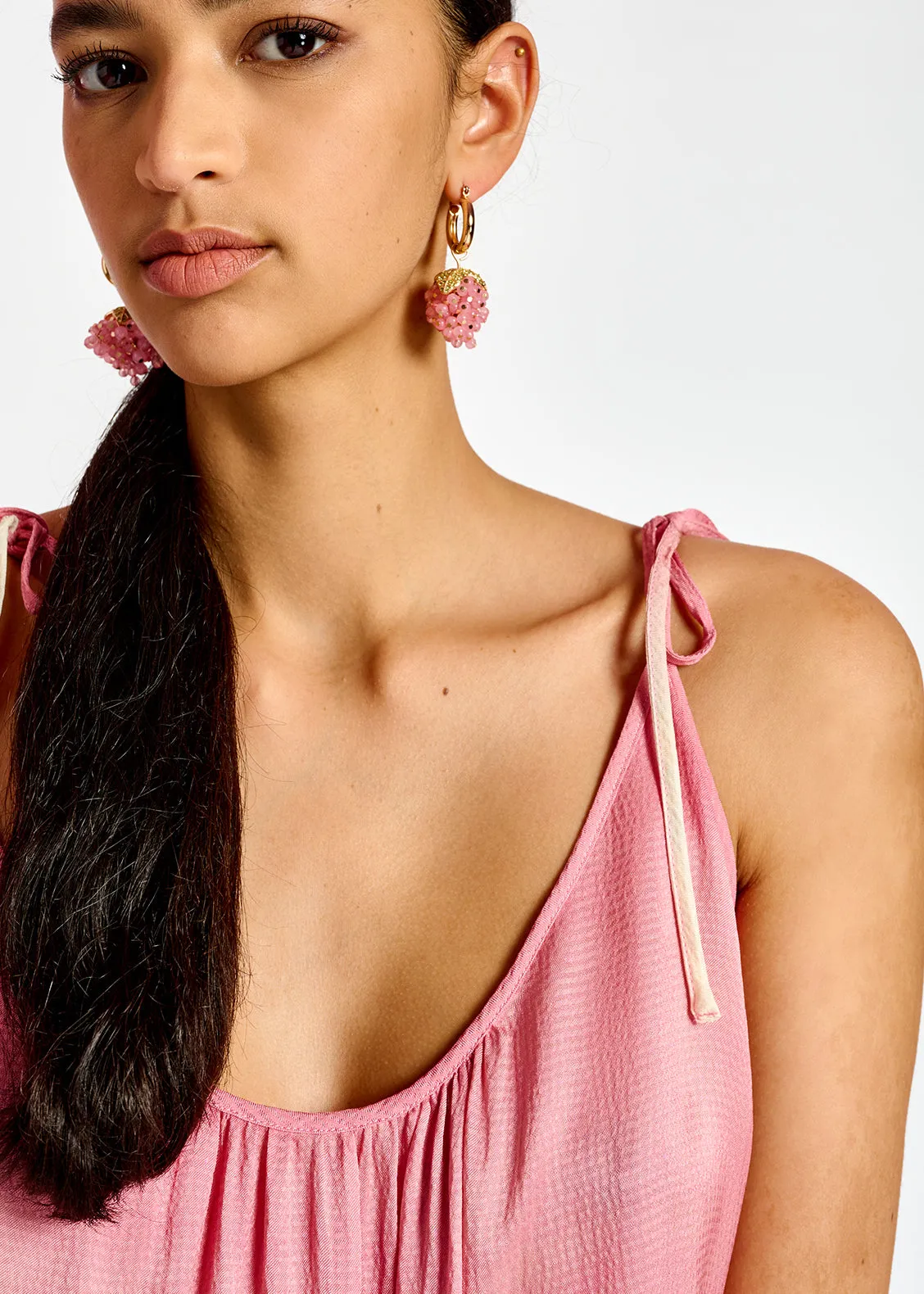 Light pink strappy tie-dye maxi dress