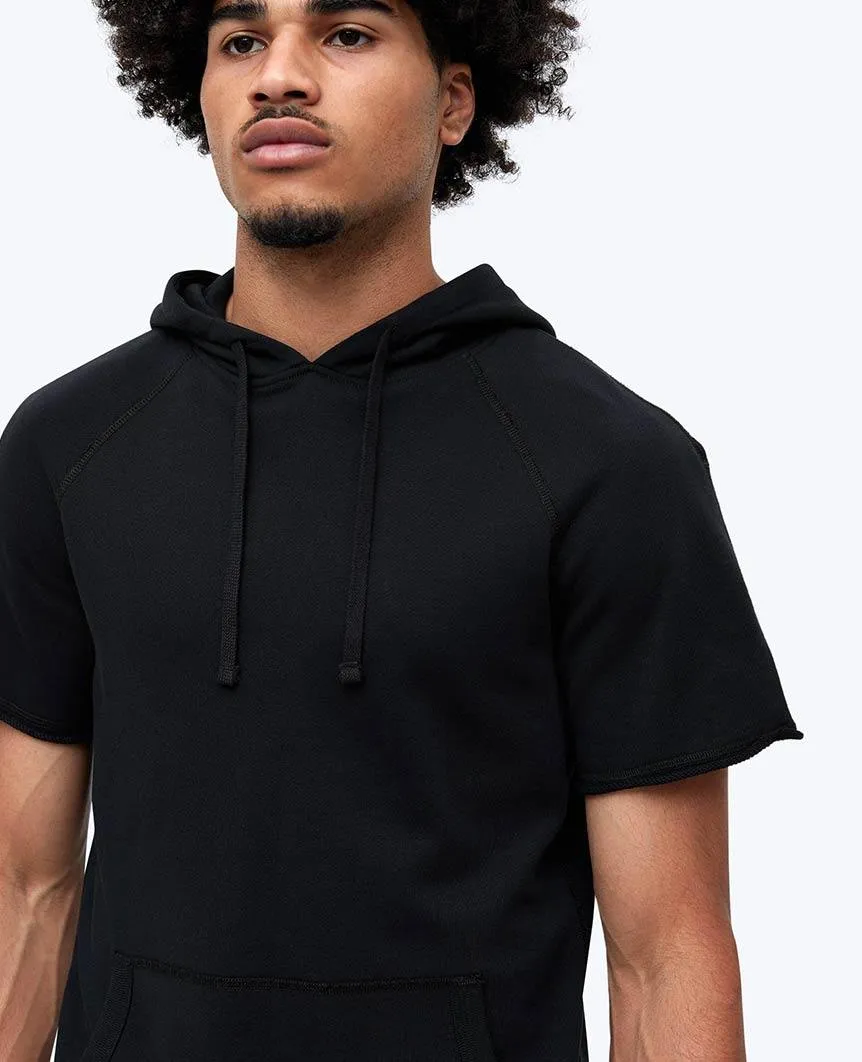 Lightweight Terry Cut-Off Hoodie Black