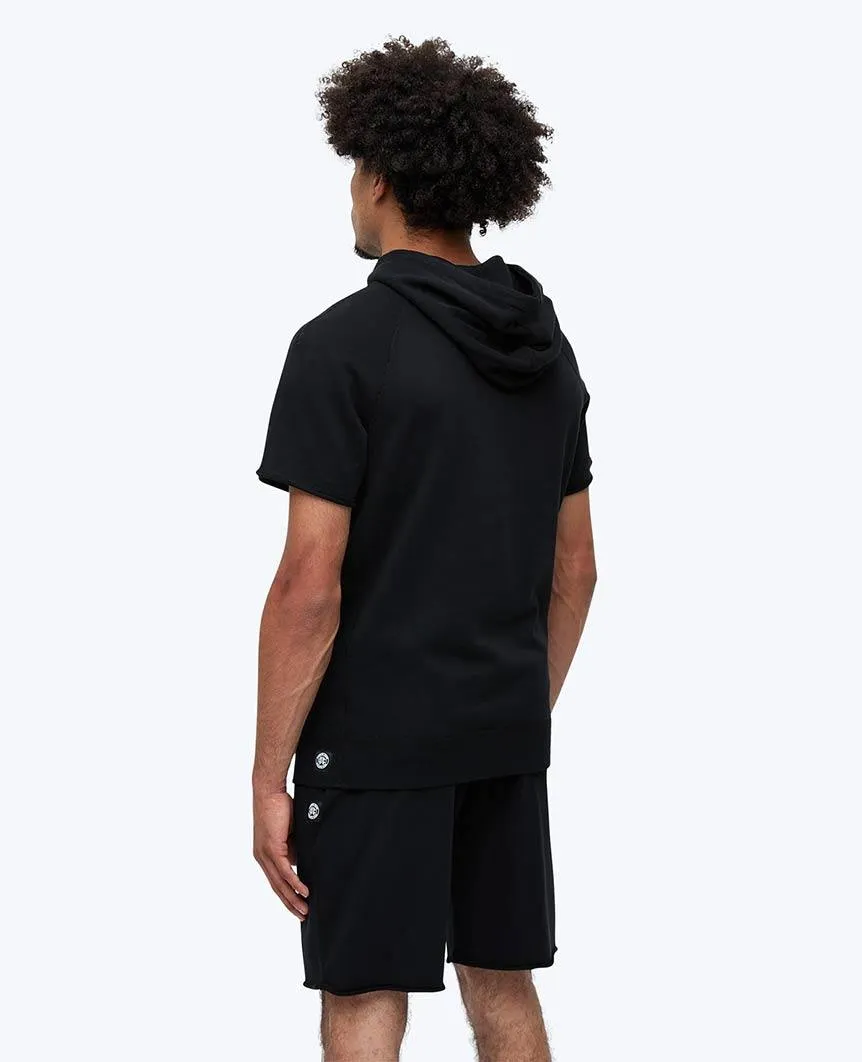 Lightweight Terry Cut-Off Hoodie Black