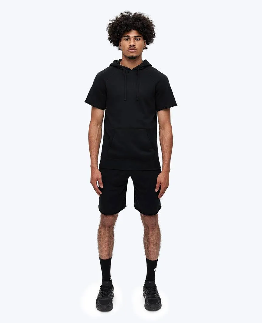 Lightweight Terry Cut-Off Hoodie Black