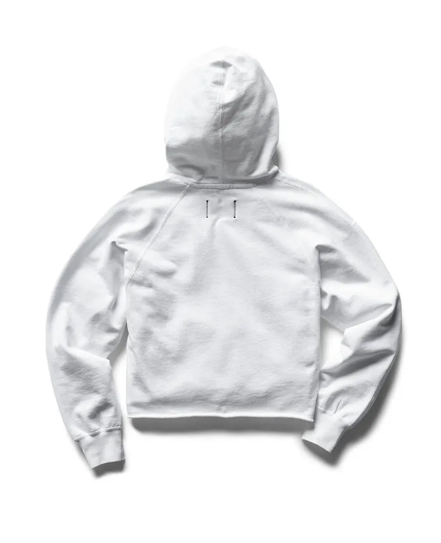 Lightweight Terry Cut-Off Hoodie White Womens