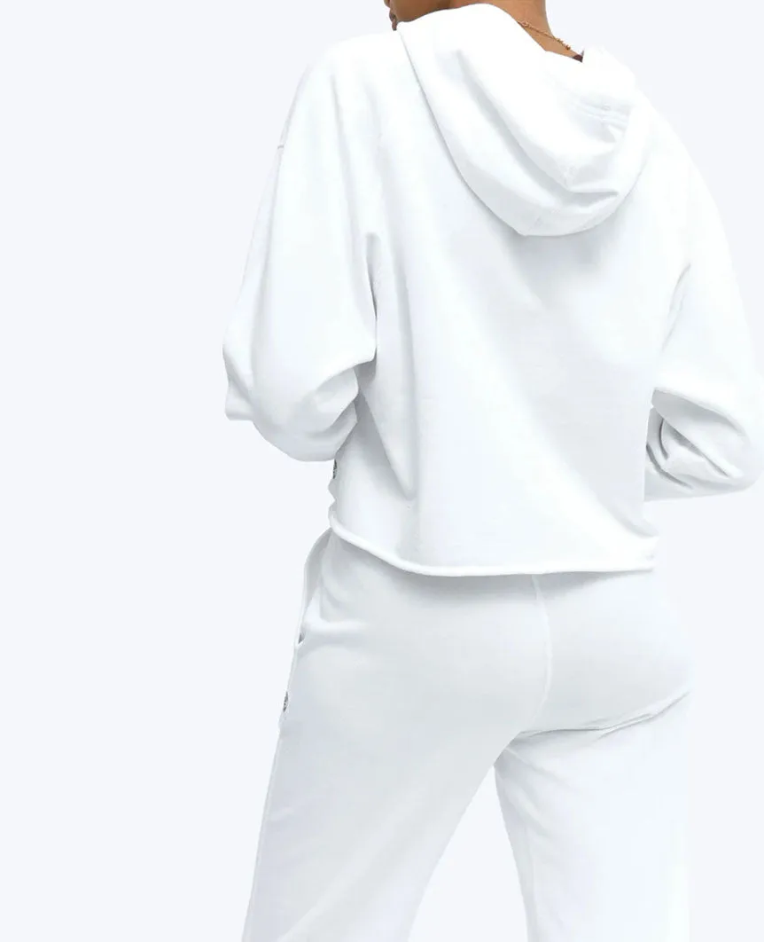 Lightweight Terry Cut-Off Hoodie White Womens