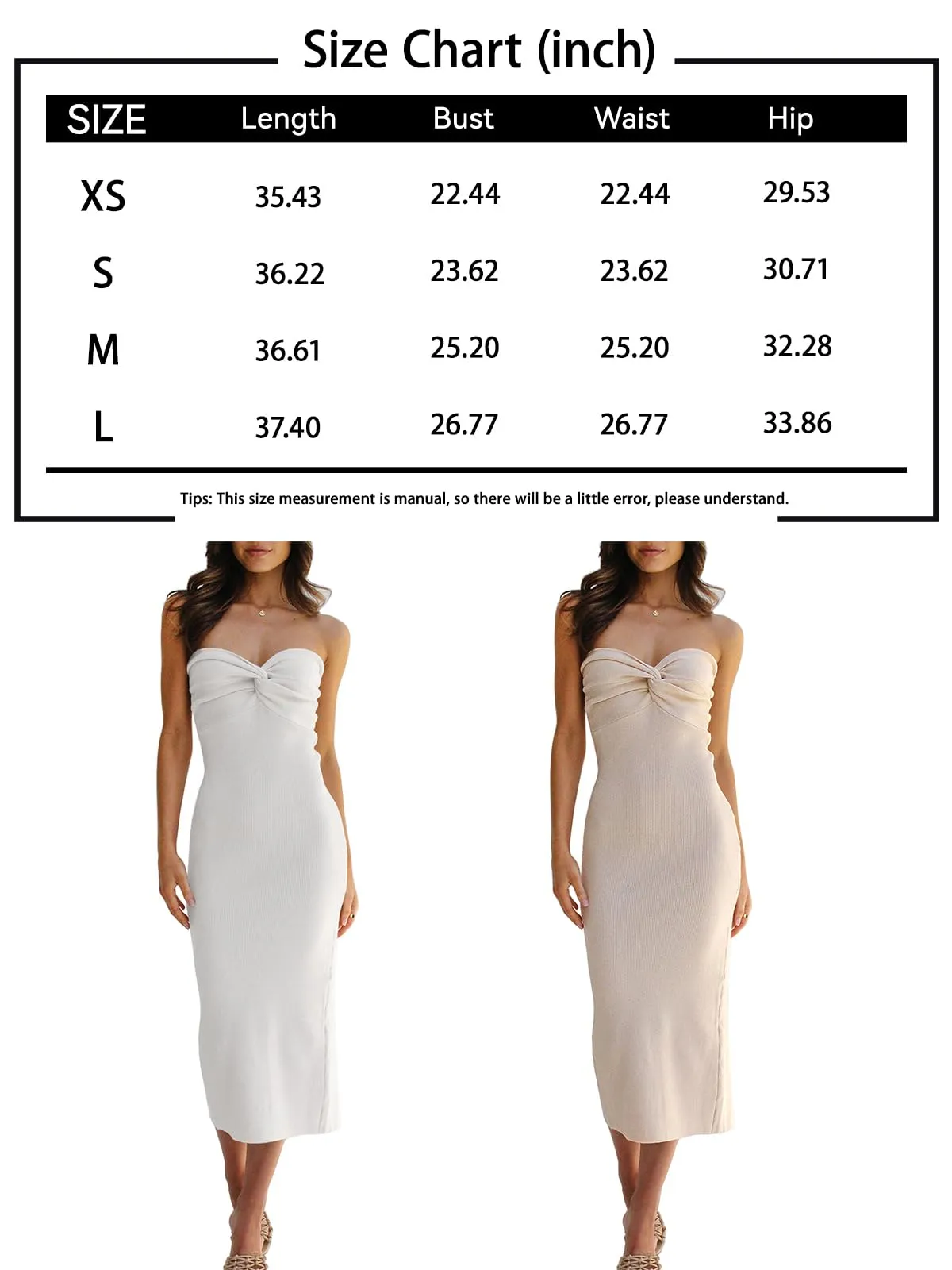 LILLUSORY Midi Dress for Women 2024 Sexy Y2K Clothes Cream Dresses Tight Fitted Tube Top Body Con Backless Maxi Summer Dress