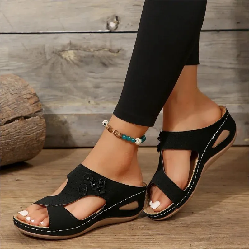 Malia | Floral Cutout Orthopedic Sandals