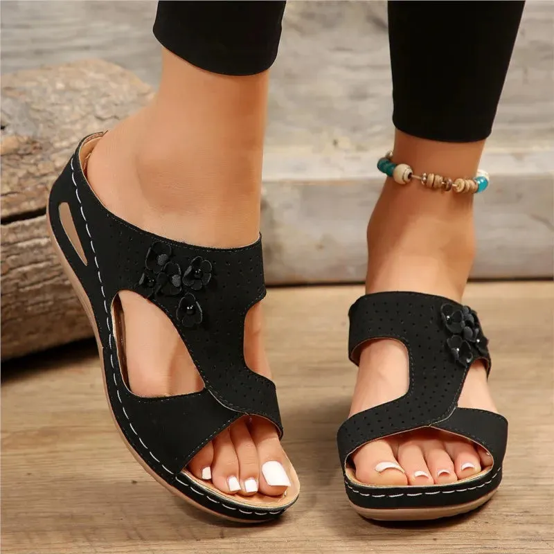Malia | Floral Cutout Orthopedic Sandals
