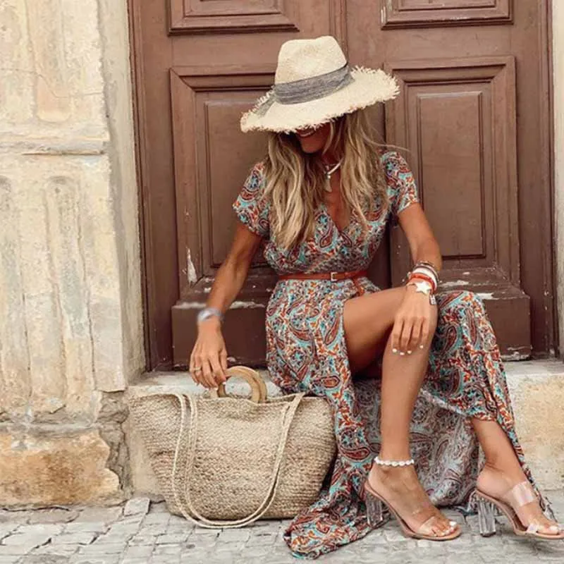Marlene™ | Hippie Maxi Dress with Paisley Pattern